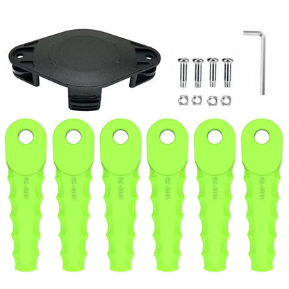 Trimmer Head + 6 Blades for Greenworks 21602  /  21362  /  21242  /  21132  /  21062 Lawn Mower Part, EVRG-01+RS-0001 Green