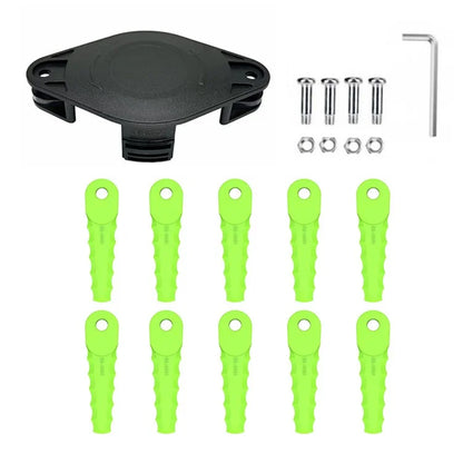 Trimmer Head + 10 Blades for Greenworks 21602  /  21362  /  21242  /  21132  /  21062 Lawn Mower Part, EVRG-01+RS-0001 Green
