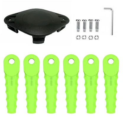 Trimmer Head + 6 Blades for Greenworks 2101602A / 2101602 / STBA40B210 / ST40B410 / BST4000 Lawn Mower Part, EVGK-01+RS-0001 Green