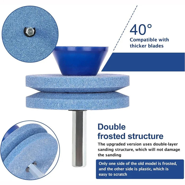 5Pcs Lawn Mower Blade Sharpener Wear-Resistance Double Layer Grinding Head Mower Grinding Tool