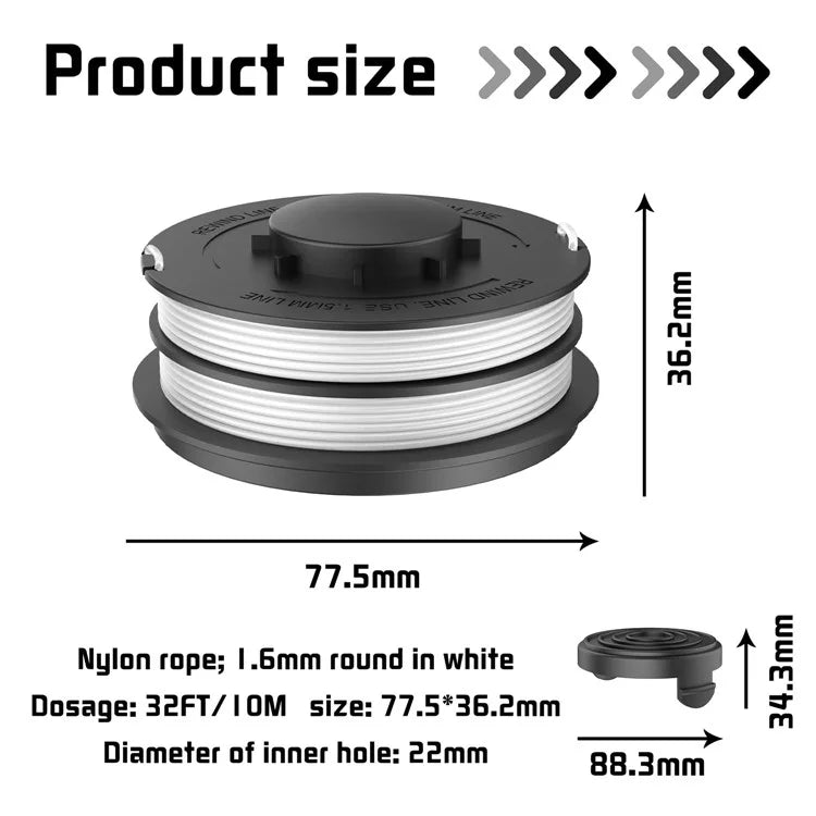 Replacement Spool with Dustproof Cap for Einhell Lawn Mower 3405685 / TLE-02-1