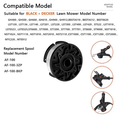 10Pcs AF-100-3ZP Spools for Black & Decker GH400 / GH500 Wire Reels Lawn Mower Replacement Parts