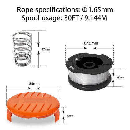Lawn Mower Part for Black & Decker GH400  /  GH500  /  GH600 Replacement Spool + Cap + Spring, AF-100-3ZP+RC-100-P