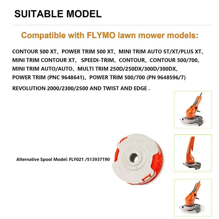 8Pcs For Flymo Lawn Mower Spools Replacement Wire Reels, FLY021 / 513937190