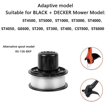 6PCS RS-136-BKP Spools Replacement Parts for Black & Decker Lawn Mower