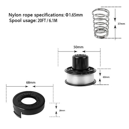RS-136-BKP Spool + 682378-02 Spool Cap + Coil Spring for Black & Decker Lawn Mower