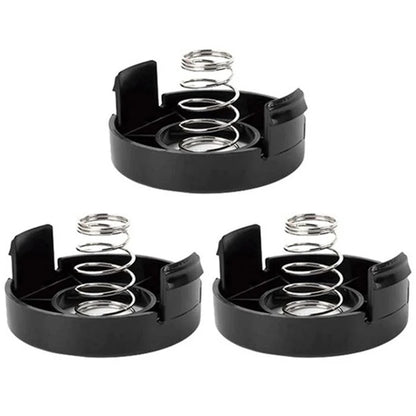 For Black & Decker ST1000 / ST3000 / ST4000 / ST4500 3 Plastic Spool Cap + 3 Metal Spring, 682378-02