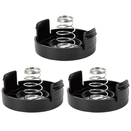 For Black & Decker ST1000 / ST3000 / ST4000 / ST4500 3 Plastic Spool Cap + 3 Metal Spring, 682378-02