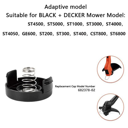 For Black & Decker ST1000 / ST3000 / ST4000 / ST4500 3 Plastic Spool Cap + 3 Metal Spring, 682378-02
