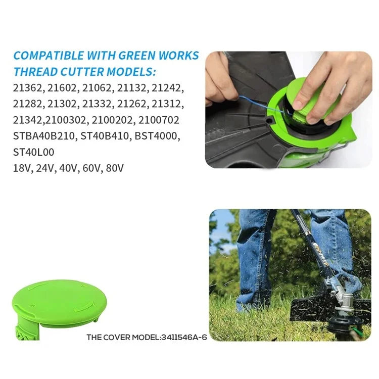 3Pcs 3411546A-6 For Greenworks BST4000 / ST40L00 / 2100702 Lawn Mower Spool Cap Replacement Part