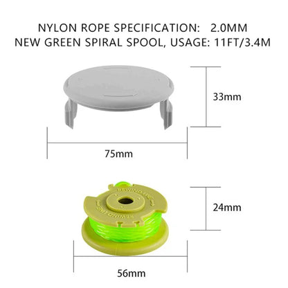 For Ryobi One+ 18V 24V 40V Lawn Mower 8 Spool + 1 Spool Cap, AC80RL3+AC14HCA