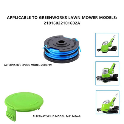 For Greenworks 2101602 / 2101602A Lawn Mower 2900719 Line Spool with Spool Cap