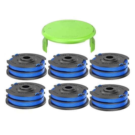 For Greenworks Lawn Mower 6 Nylon Rope Line Spool + 1 Spool Cap Set, 29082  /  29242