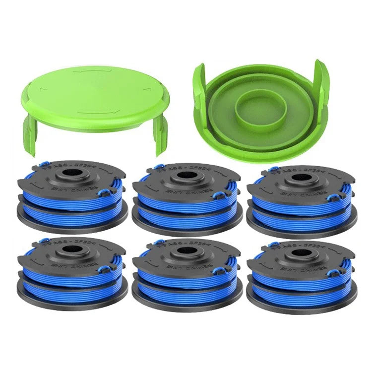 For Greenworks 21212 / 21272 Lawn Mower 6 Line Spools with 2 Spool Caps, 29082 / 29242