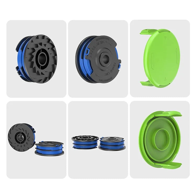 For Greenworks 21212 / 21272 Lawn Mower 6 Line Spools with 2 Spool Caps, 29082 / 29242