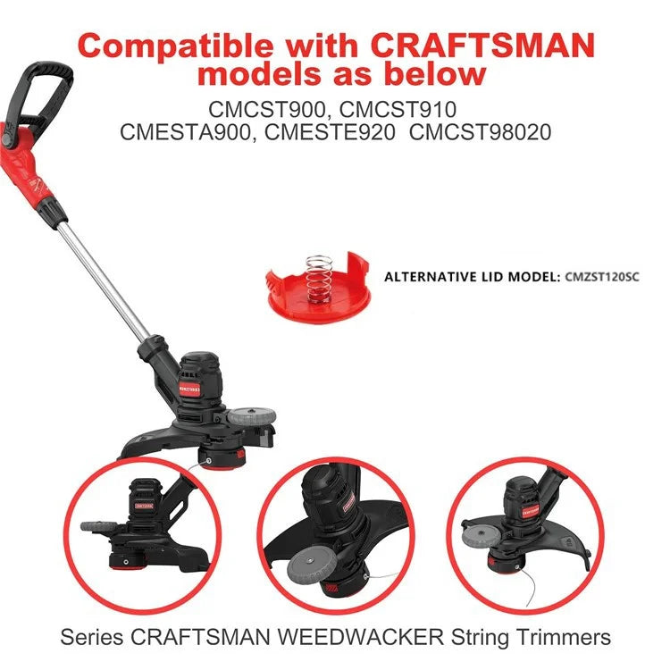 For Craftsman 4 ABS Spool Caps + 4 Metal Springs Lawn Mower Replacement Parts, CMZST120SC