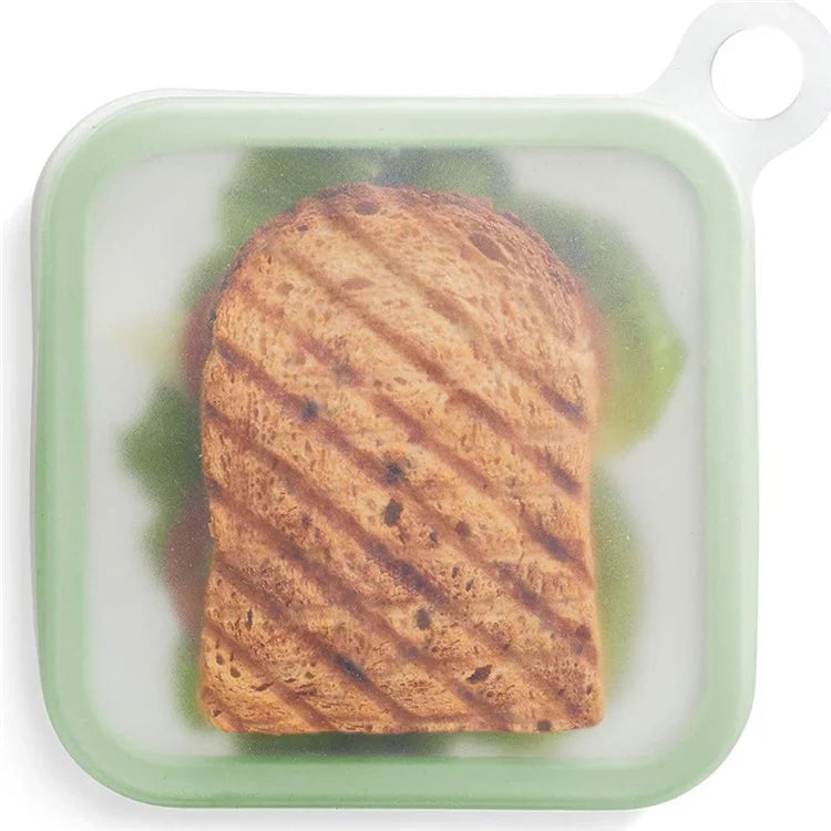 Portable Sandwich Toast Box Silicone + PP Food Container Kids Lunch Bento Box (BPA Free, No FDA)
