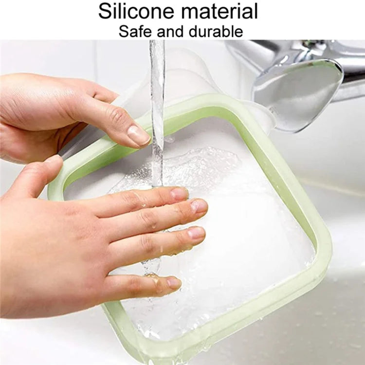 Portable Sandwich Toast Box Silicone + PP Food Container Kids Lunch Bento Box (BPA Free, No FDA)