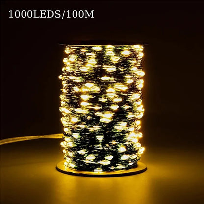 100m 1000 Leds 8 Modes IP44 Waterproof Copper Wire String Light Outdoor Decoration
