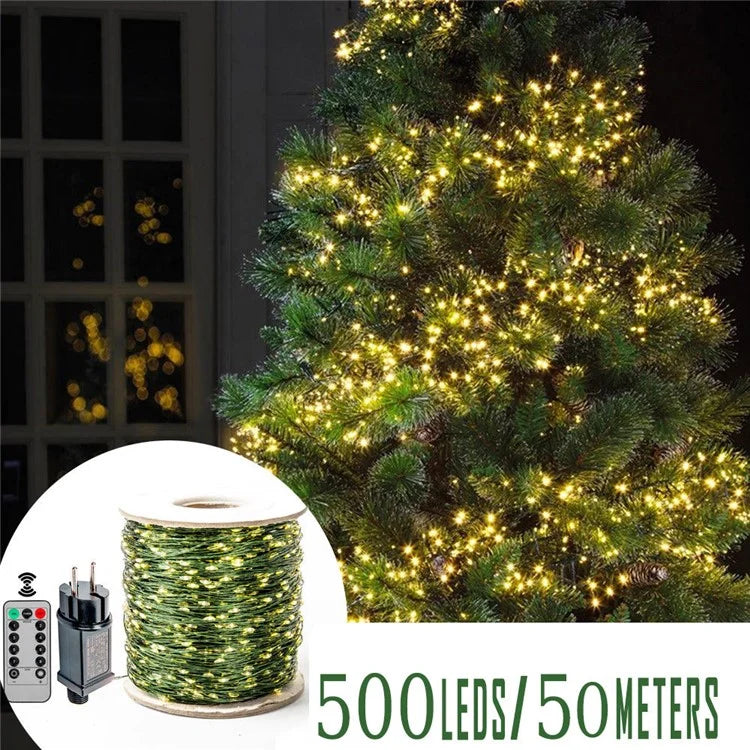 50m 500 Leds 8 Modes IP44 Waterproof Copper Wire String Light Outdoor Decoration