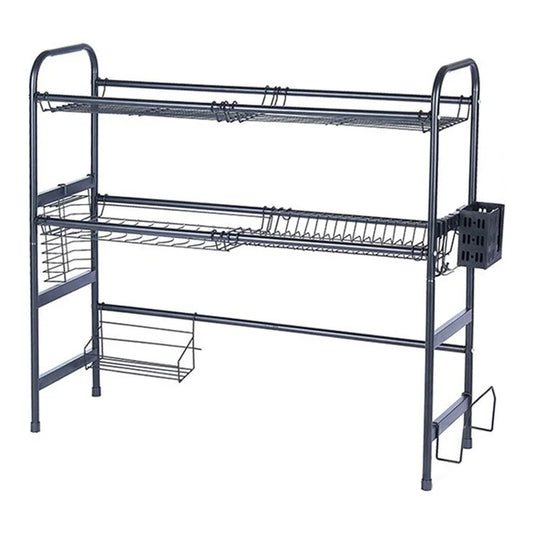 001- ZJ-LSJ1 75cm 2 Tiers Stainless Steel Dish Drying Rack Kitchen Cutlery Plate Organizer Sink Rack