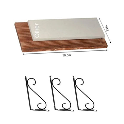 001-ZJ-MJ1 3-Tier Wooden Storage Shelf Wall-Mounted Metal Storage Holder, Multilayer Plant Stand