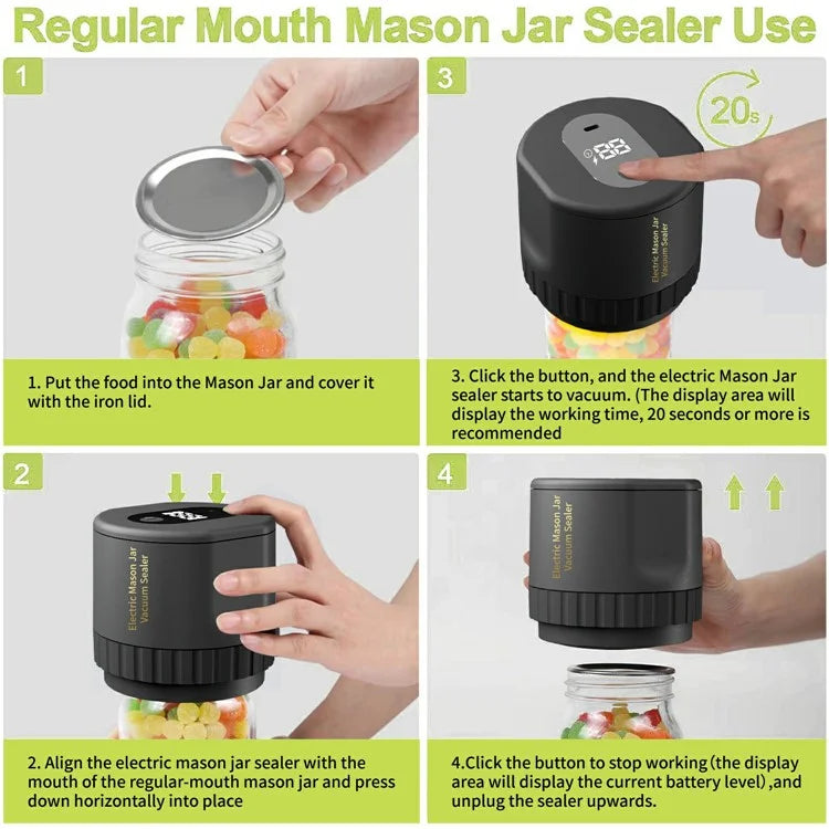 KZ-80 Digital Display Electric Mason Jar Vacuum Sealer Automatic Sealing Machine, Standard Version