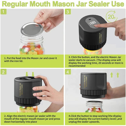 KZ-80 Digital Display Electric Mason Jar Vacuum Sealer Automatic Sealing Machine, Standard Version