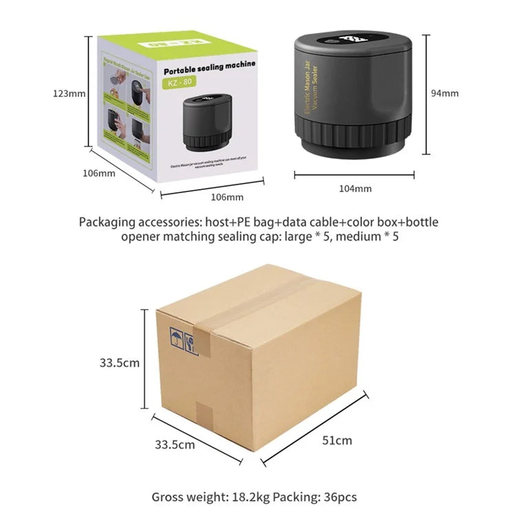 KZ-80S Digital Display Electric Mason Jar Vacuum Sealer Fully Automatic Sealing Machine