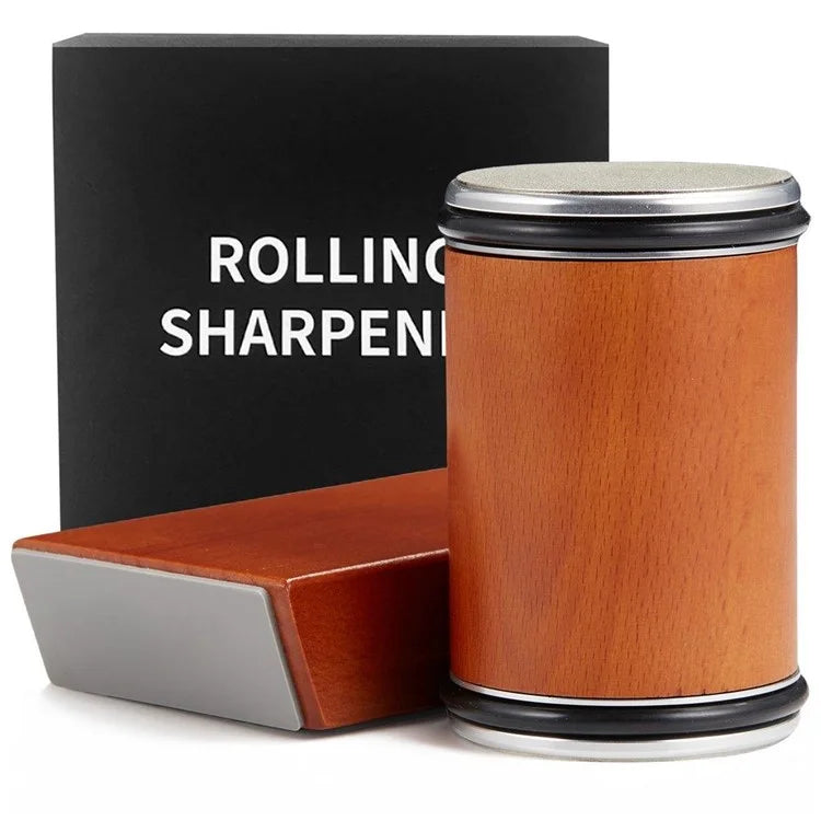 Beech+Metal Rolling Knife Sharpener Sharpening Tool for Knives and Scissors