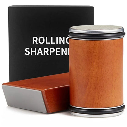 Beech+Metal Rolling Knife Sharpener Sharpening Tool for Knives and Scissors