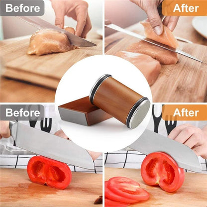 Beech+Metal Rolling Knife Sharpener Sharpening Tool for Knives and Scissors