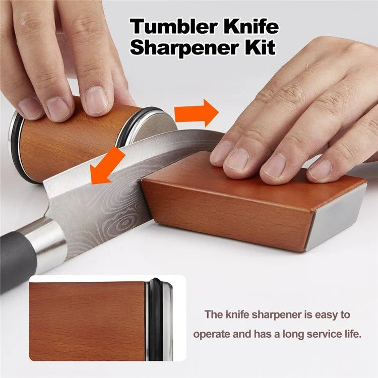Beech+Metal Rolling Knife Sharpener Sharpening Tool for Knives and Scissors