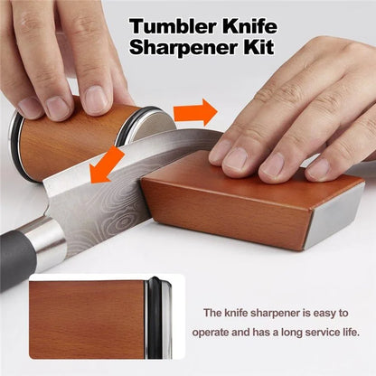 Beech+Metal Rolling Knife Sharpener Sharpening Tool for Knives and Scissors