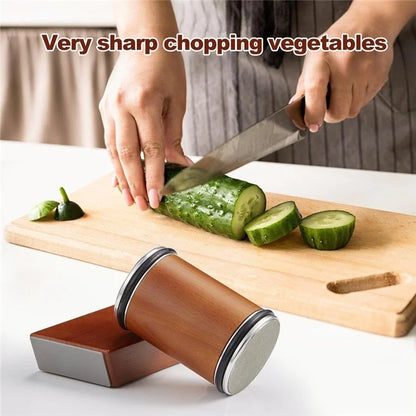 Beech+Metal Rolling Knife Sharpener Sharpening Tool for Knives and Scissors