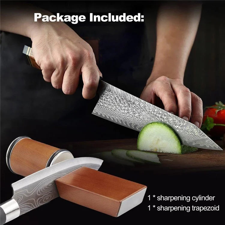 Beech+Metal Rolling Knife Sharpener Sharpening Tool for Knives and Scissors