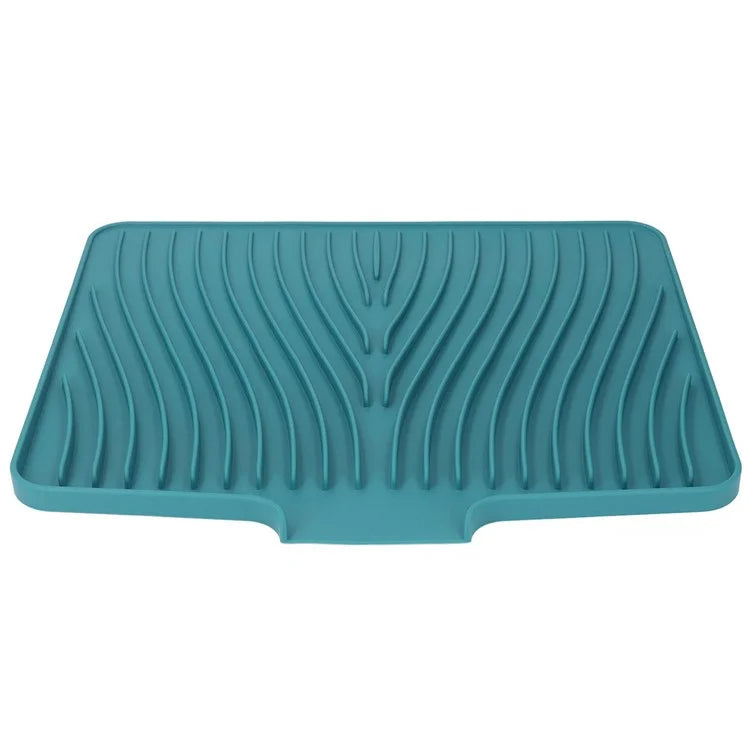 40x30cm Silicone Dish Drying Mat with Drain Lip, Heat-Resistant Dish Draining Mat