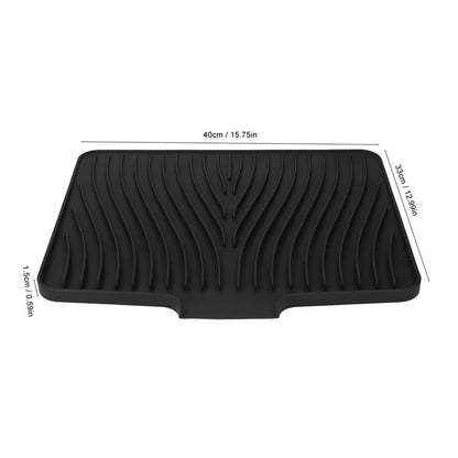40x30cm Silicone Dish Drying Mat with Drain Lip, Heat-Resistant Dish Draining Mat