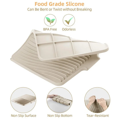 40x30cm Silicone Dish Drying Mat with Drain Lip, Heat-Resistant Dish Draining Mat