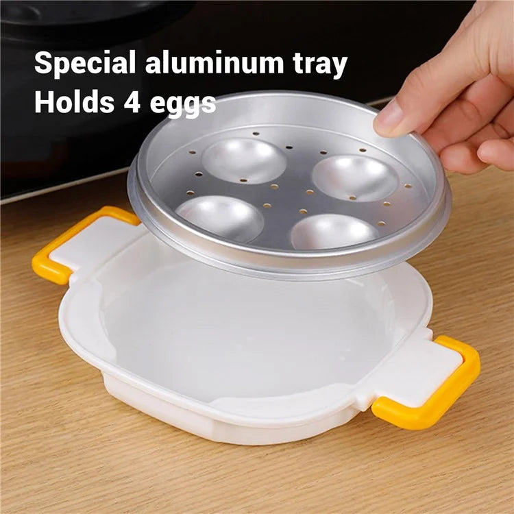Microwave Oven Egg Steamer 4 Grids Egg Cooker Egg Boiler with Egg Cutter Tool for Home Breakfast