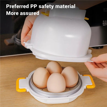 Microwave Oven Egg Steamer 4 Grids Egg Cooker Egg Boiler with Egg Cutter Tool for Home Breakfast