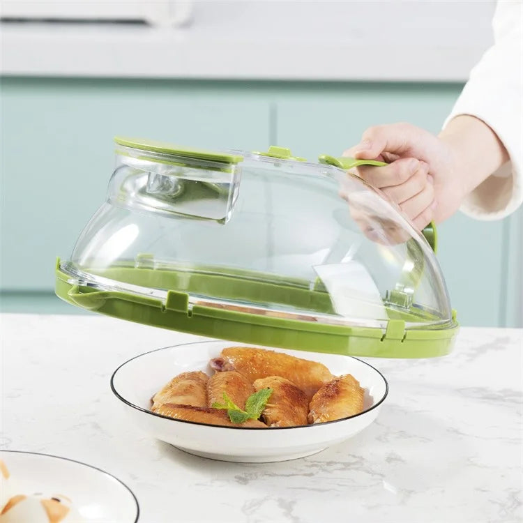 Microwave Splatter Cover with Water Steamer Handle Plastic Dish Bowl Plate Serving Lid