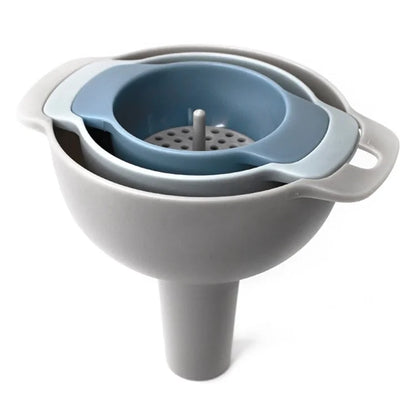 4Pcs / Set Plastic Oil Water Spices Wine Flask Filter Funnel Strainer Kitchen Tool (BPA Free, No FDA Certificate)