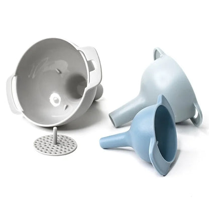 4Pcs / Set Plastic Oil Water Spices Wine Flask Filter Funnel Strainer Kitchen Tool (BPA Free, No FDA Certificate)