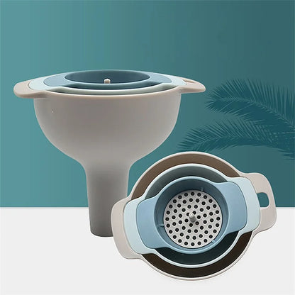 4Pcs / Set Plastic Oil Water Spices Wine Flask Filter Funnel Strainer Kitchen Tool (BPA Free, No FDA Certificate)