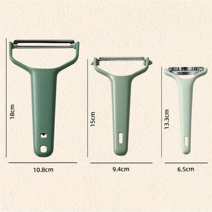 3Pcs / Set PP+Stainless Steel Melon Peeler Cabbage Shredder Multi-function Kitchen Tool (BPA Free, No FDA Certificate)