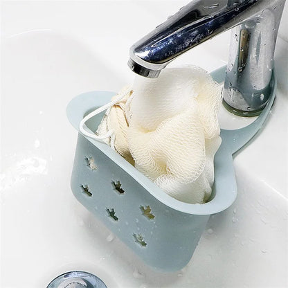 Kitchen Sink Drain Hanging Basket Faucet Sponge Wipe Brush Rag Triangle PP Storage Basket