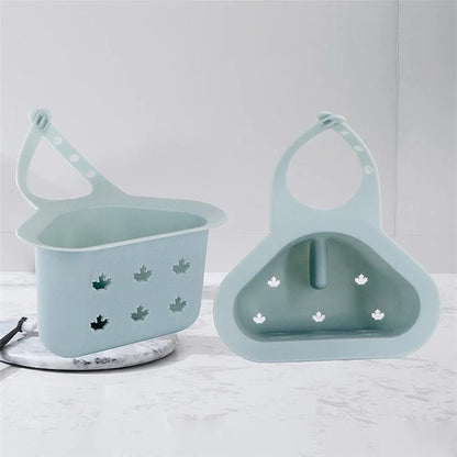 Kitchen Sink Drain Hanging Basket Faucet Sponge Wipe Brush Rag Triangle PP Storage Basket