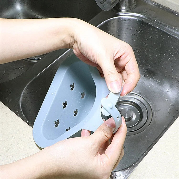 Kitchen Sink Drain Hanging Basket Faucet Sponge Wipe Brush Rag Triangle PP Storage Basket