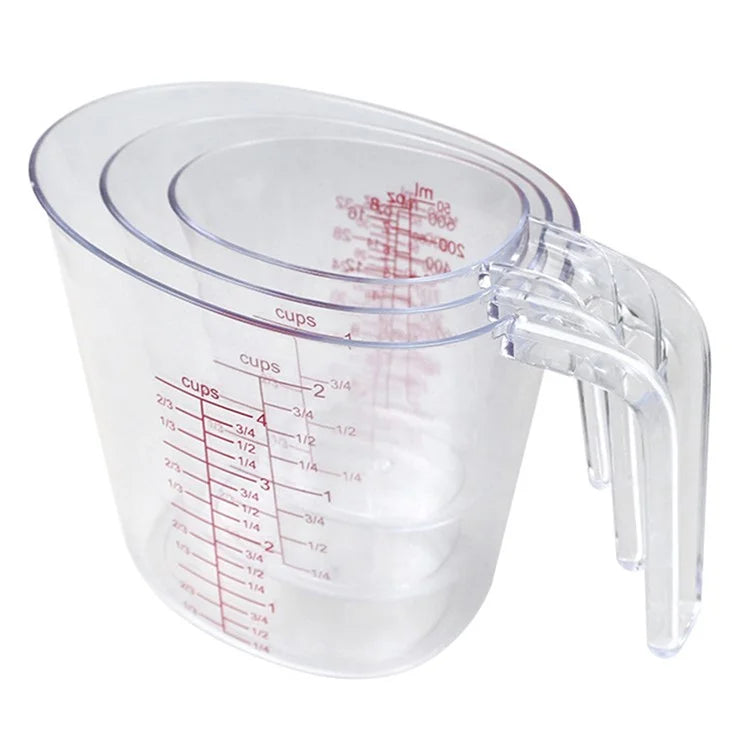 3Pcs / Set Measuring Cups Plastic Stackable Measuring Jugs with Handle Kitchen Tool (BPA Free, No FDA Certificate)